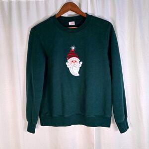 Vintage Y2k Holiday Editions Green Crew Neck Sweatshirt Christmas Santa